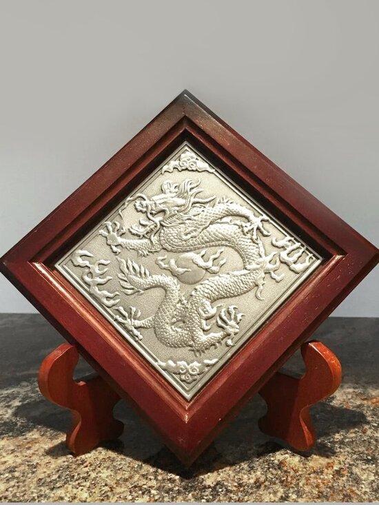 Royal Selangor Other - Vintage Royal Selangor Pewter Chinese Dragon Art Plaque Framed Wall Decor